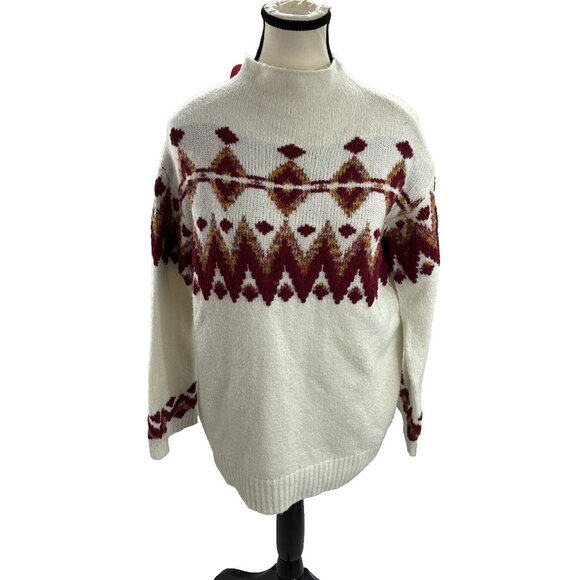 Isabel Maternity Womens Size XS Sweater White Red Knit Long Sleeve Pullover - Picture 1 of 5